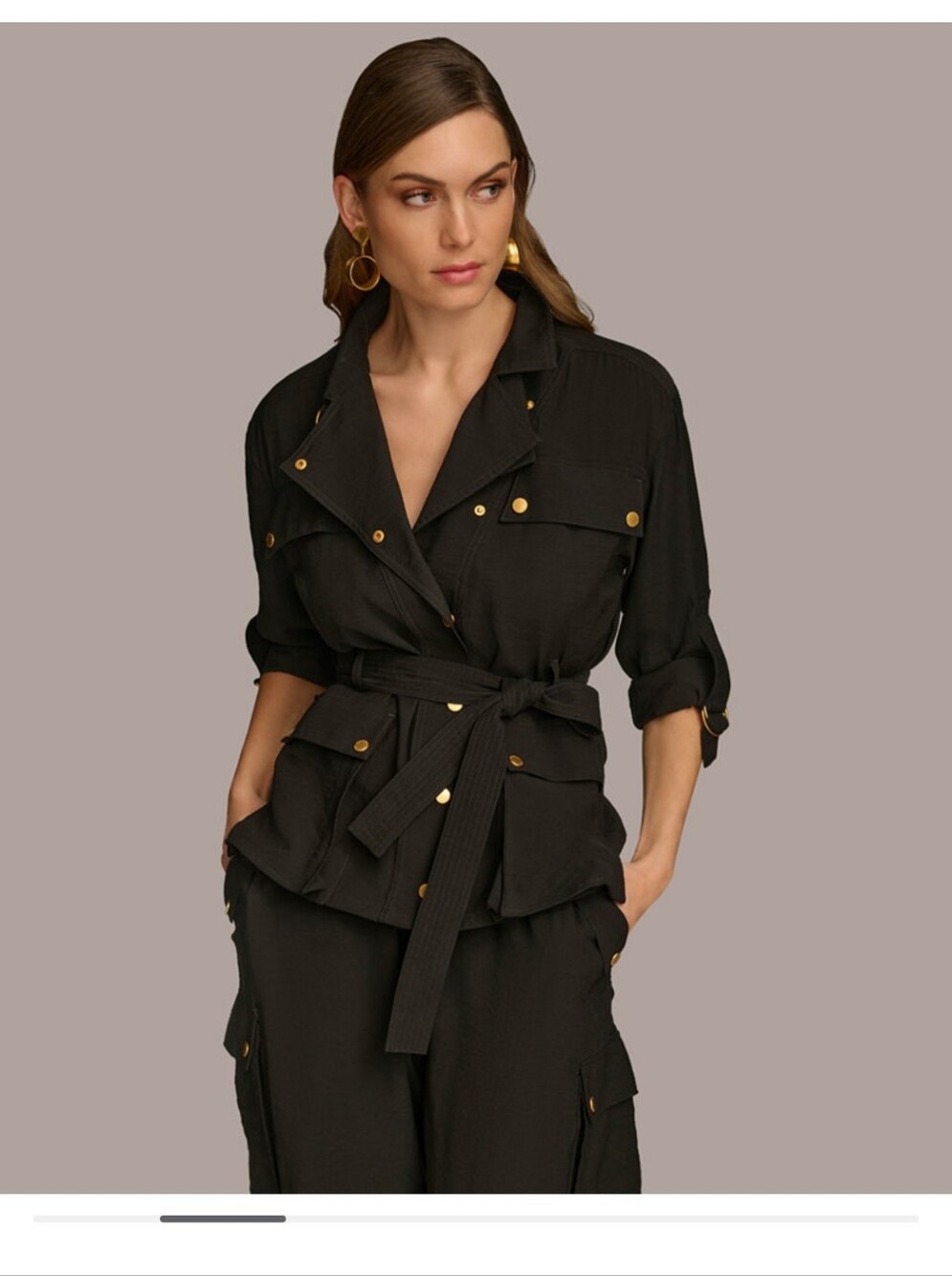 Donna Karan Black Utility Jacket with Belt NWT Sz X-LARGE NWT $169